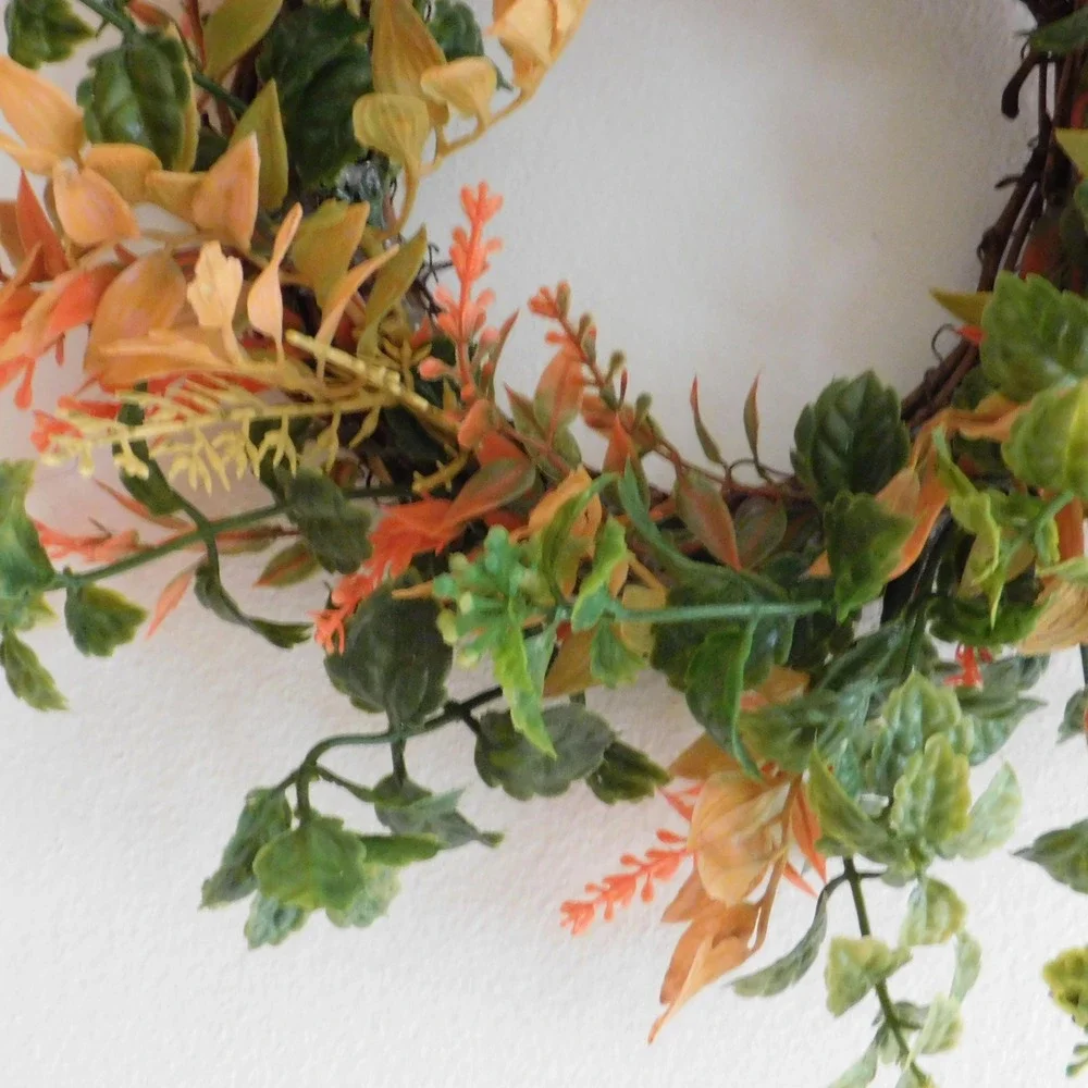 Mini Fall Candle Ring, Grapevine Wreath, Year Round Cabinet Decor, MIrror